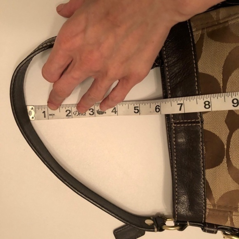 Coach brown leather jacquard signature mini bag - Picture 5 of 14